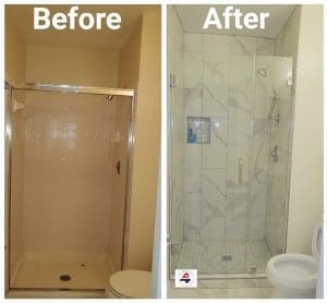 bathroom remodel, before and after